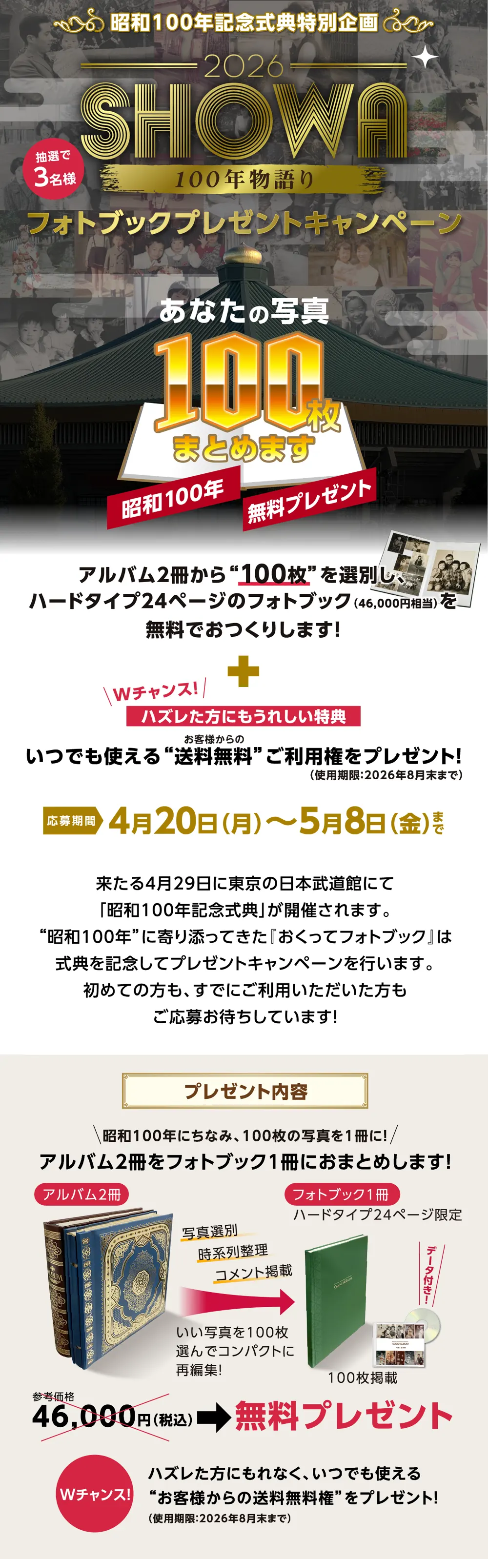 昭和100年記念式典特別企画プレゼントキャンペーン特設サイトTOP