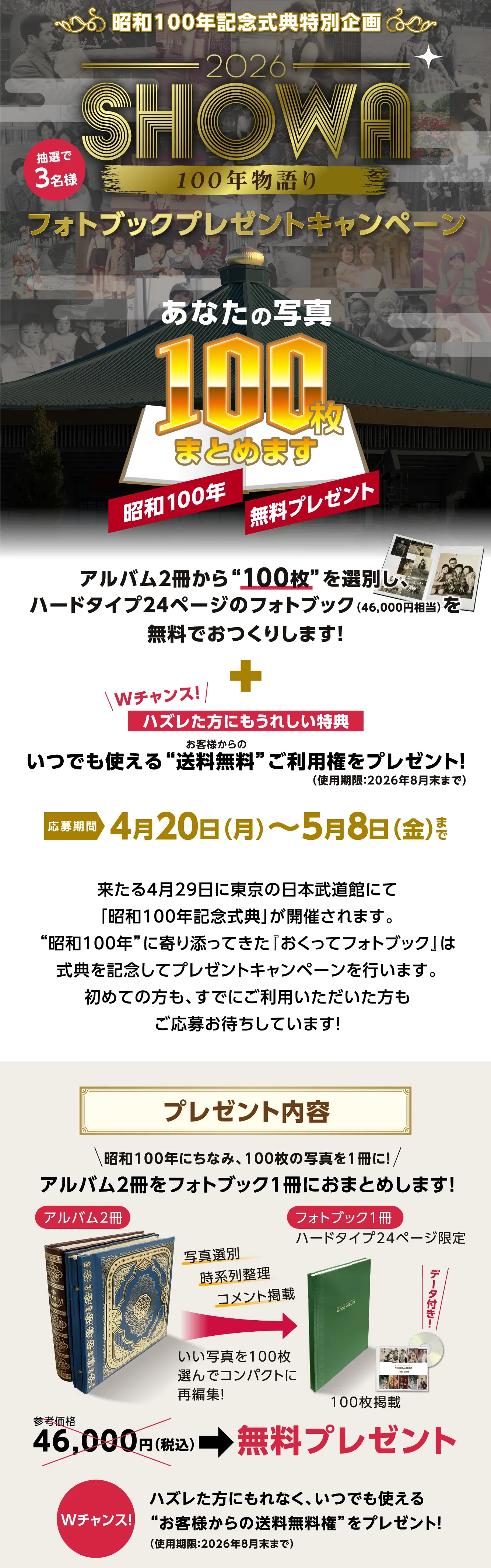 昭和100年記念式典特別企画プレゼントキャンペーン特設サイトTOP